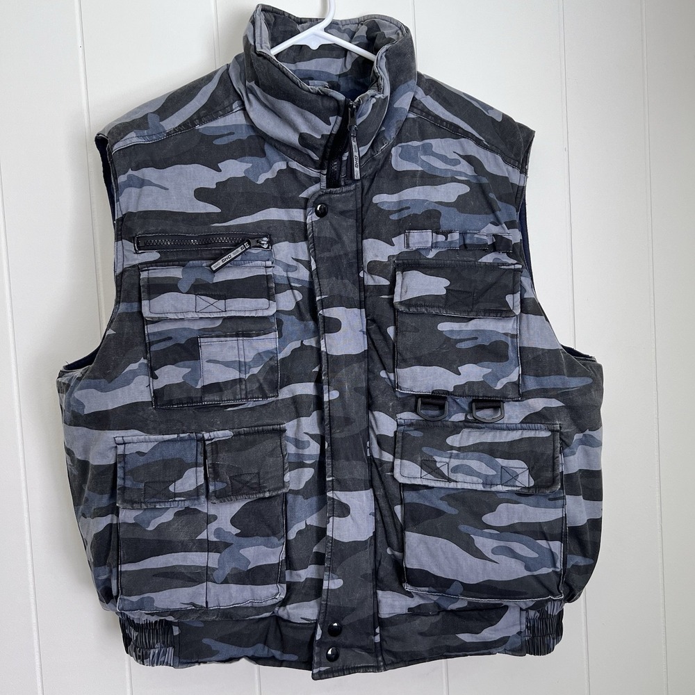 DHG DUTCH HARBOR GEAR  HUNTING FISHING OUTDOOR TACTICAL INSULATED VEST NAVY CAMO